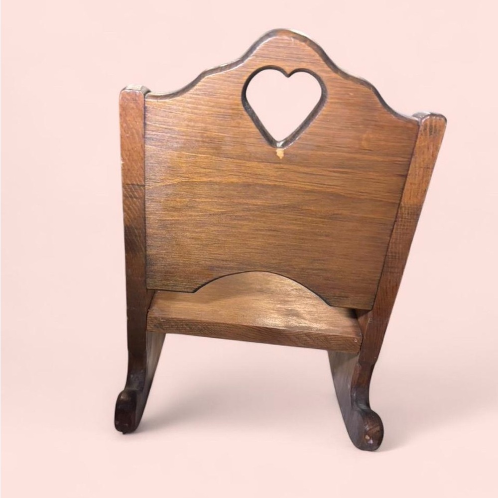 Heart Cutout Wooden Rocking Chair - Picture 3 of 5